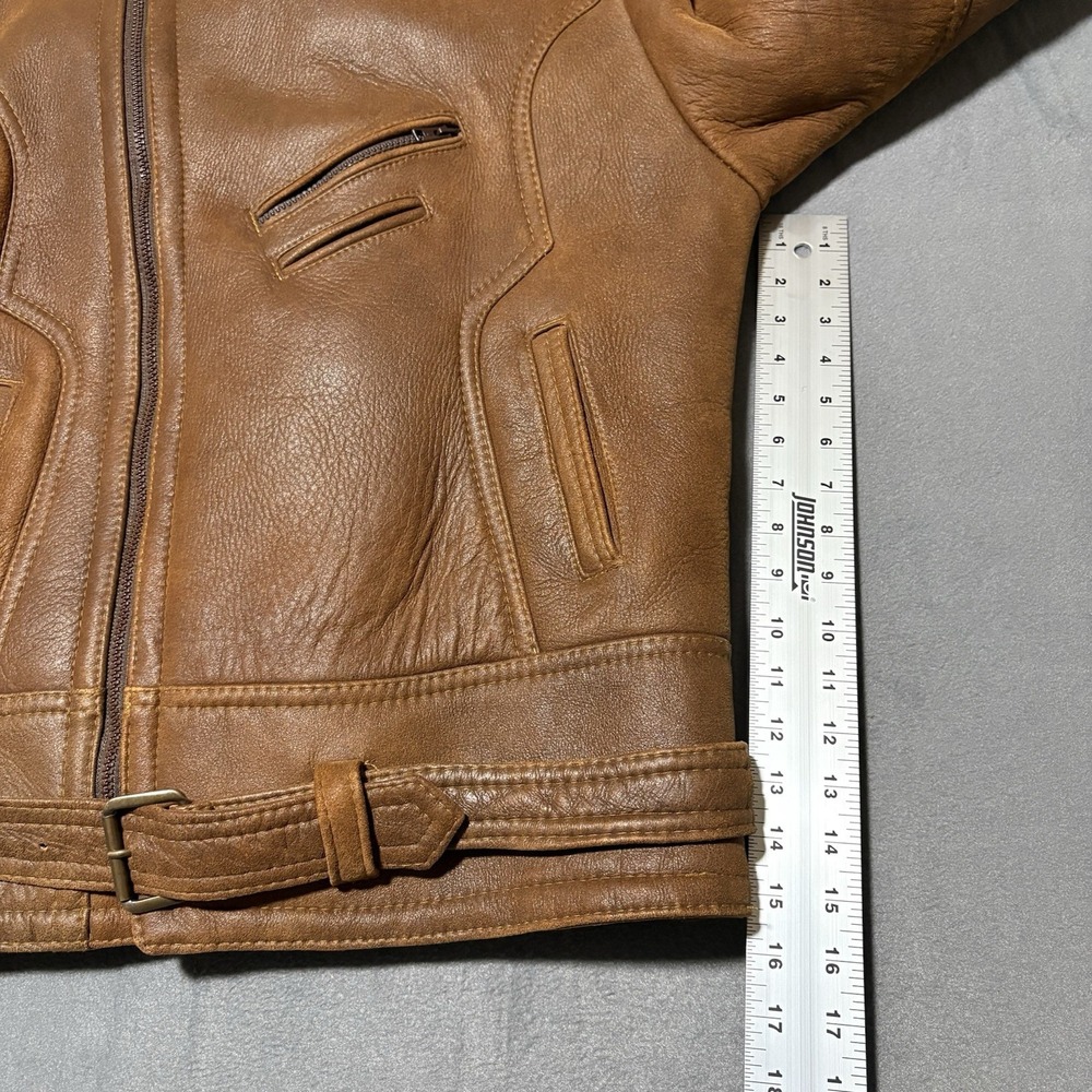 Shearling Lambskin B-3 Bomber Jacket Mens Size M Aviator Coat Brown Handmade NEW - Picture 16 of 16